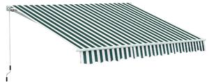HOMCOM 3.5 x 2.5m Garden Patio Manual Awning Canopy Sun Shade Shelter with New Winding Handle - Green/ White