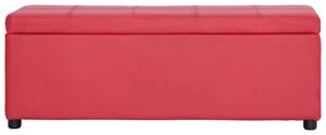 Bench with Storage Compartment 116 cm Red Faux Leather