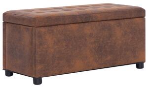 281375 Storage Ottoman 87,5 cm Brown Faux Suede Leather