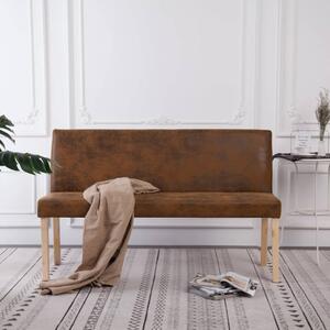 281333 Bench 139,5 cm Brown Faux Suede Leather
