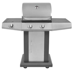 Gas Barbecue BBQ Grill 2 + 1 Cooking Zone Black and Silver