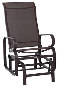Outsunny Outdoor Gliding Rocking Chair with Sturdy Metal Frame Garden Comfortable Swing Chair for Patio, Backyard and Poolside, Brown