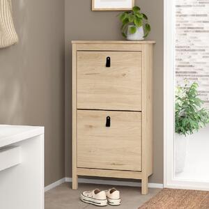 Bellevue Wooden Shoe Cabinet With 2 Flip Doors In Oak