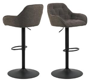 Bethel Taupe Fabric Bar Stools With Black Base In Pair