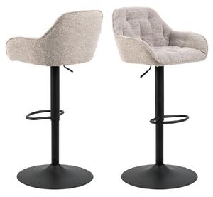 Bethel Monza Beige Fabric Bar Stools With Black Base In Pair