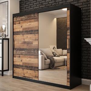 Topeka 1 Mirrored 200cm Wardrobe With 2 Sliding Doors In Dark Oak