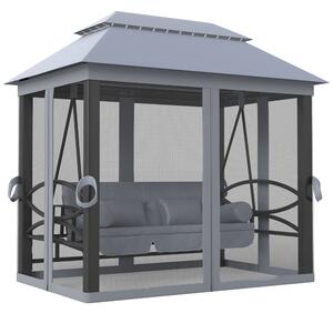 Outsunny 3 Seater Swing Chair Hammock Gazebo Lounger Cushioned Seat Waterproof Grey