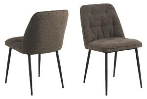 Bethel Taupe Fabric Dining Chairs With Black Legs In Pair