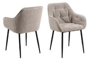 Bethel Beige Fabric Dining Chairs With Arms In Pair