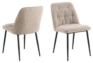 Bethel Beige Fabric Dining Chairs With Black Legs In Pair