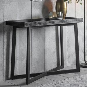 Bahia Wooden Rectangular Console Table In Matt Black Charcoal