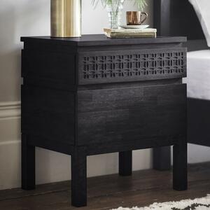 Bahia Wooden Bedside Cabinet In Matt Black Charcoal