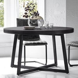 Bahia Wooden Round Dining Table In Matt Black Charcoal