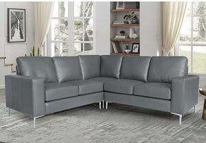 Baltic Faux Leather Corner Sofa In Dark Grey