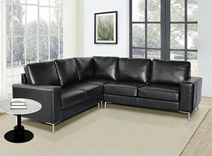 Baltic Faux Leather Corner Sofa In Black