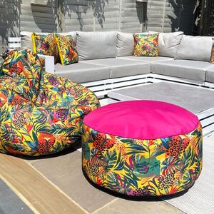 Rucomfy Abstract Tropics Printed Drum Indoor Outdoor Pouffe