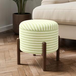 Marley Storage Footstool, Woven Linen Stripe Green