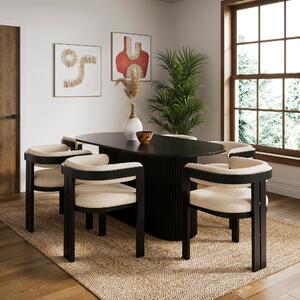 Amari 6 Seater Oval Dining Table, Wood Black