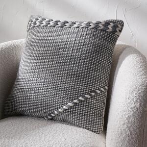 Set of 3 Sage and White Plait Square Scatter Cushions Grey