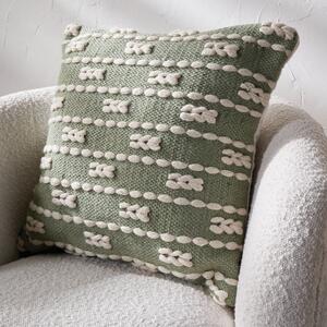 Set of 3 Braid Square Scatter Cushions Green