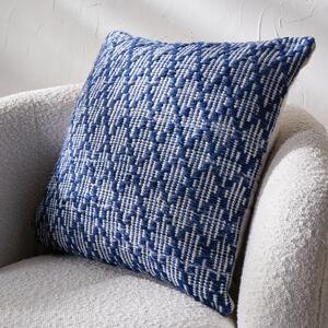 Set of 3 Denim Blue Ikat Square Scatter Cushions Denim Blue