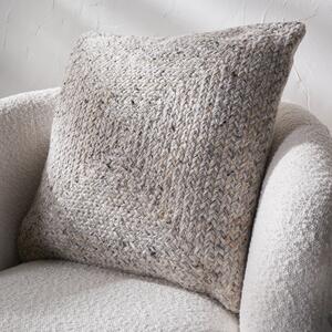 Set of 3 Warm Grey Tweed Square Scatter Cushions Grey