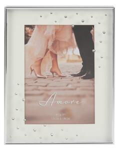 Amore Silver Plated Crystal Box Photo Frame