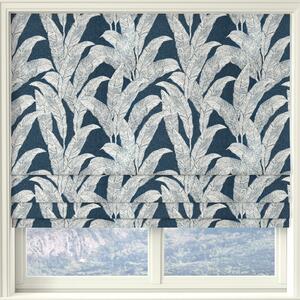 Linda Barker Evergreen Leaf Made To Measure Roman Blind Blue