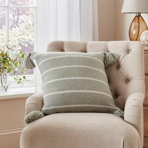 Stripe Woven Tassel Square Cushion