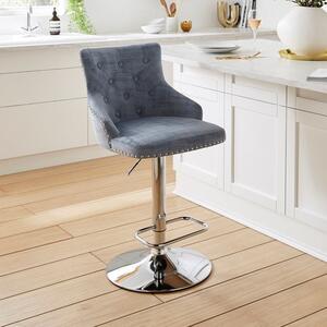 Selena Adjustable Height Swivel Bar Stool, Velvet