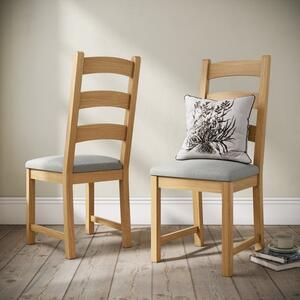 Normandy Set of 2 Ladder Dining Chairs, Oak