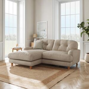 Martha Slub Faux Linen Corner Chaise Sofa