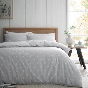 Catherine Lansfield Grey Polka Dot 100% Brushed Cotton Duvet Cover and Pillowcase Set