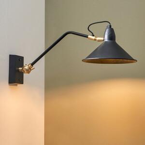 Canton Matt Black and Brass Metal Cone Wall Light