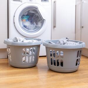Wham Casa Set of 2 Round Plastic Laundry Baskets Silver