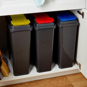 Wham 25L Set of 3 Recycling Bins with Red, Blue, & Yellow Lids Red/Blue/Yellow