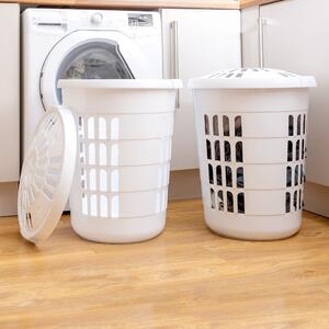 Wham Casa Set of 2 Round Plastic Laundry Hampers White