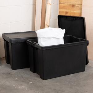 Wham Bam 62L Set of 2 Storage Boxes & Lids Black
