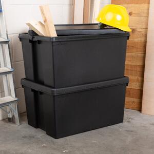 Wham Bam 96L Set of 2 Storage Boxes & Lids Black