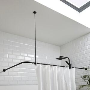 L Shape Expandable Black Shower Curtain Rail