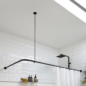 L Shape Black Shower Curtain Rail