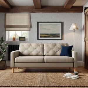 Jacob Velvet Buttoned Compact 3 Seater Sofa