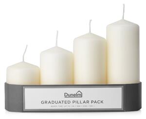 Pack of 4 Cream Graduated Pillar Candles Cream