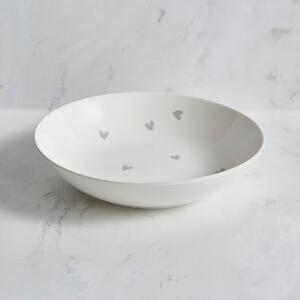 Set of 4 Heart Pasta Bowls White/Grey