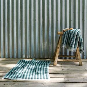 Pine Green Pembroke Stripe Cotton Bath Mat | 50x70cm | Piglet in Bed