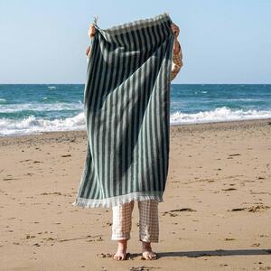 Piglet Pine Green Pembroke Stripe Cotton Bath Towel Size 27in x 51in (70cm x 130cm)