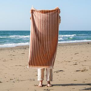 Piglet Sand Shell Pembroke Stripe Cotton Bath Towel Size 27in x 51in (70cm x 130cm)