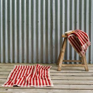 Sandstone Red Pembroke Stripe Cotton Bath Mat | 50x70cm | Piglet in Bed