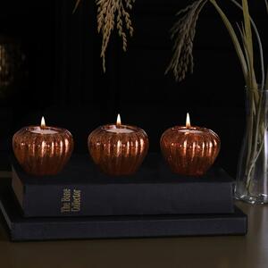 Set of 3 Glass Pumpkin Tealights