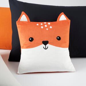 Orange Fox Square Cushion Orange/White